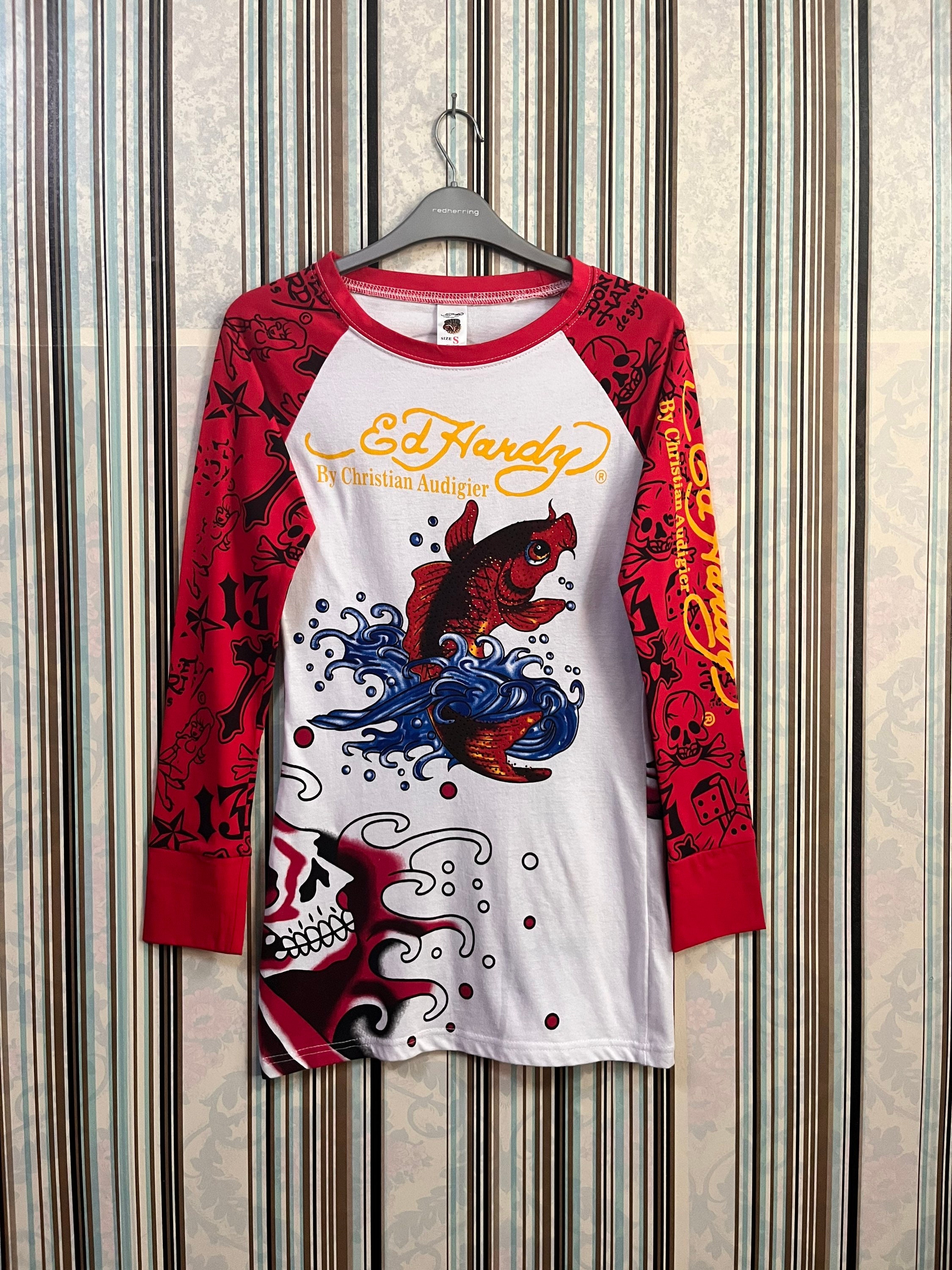 RARE!!VTG Ed Hardy Christian Audigier Bling Bling Fish Koi