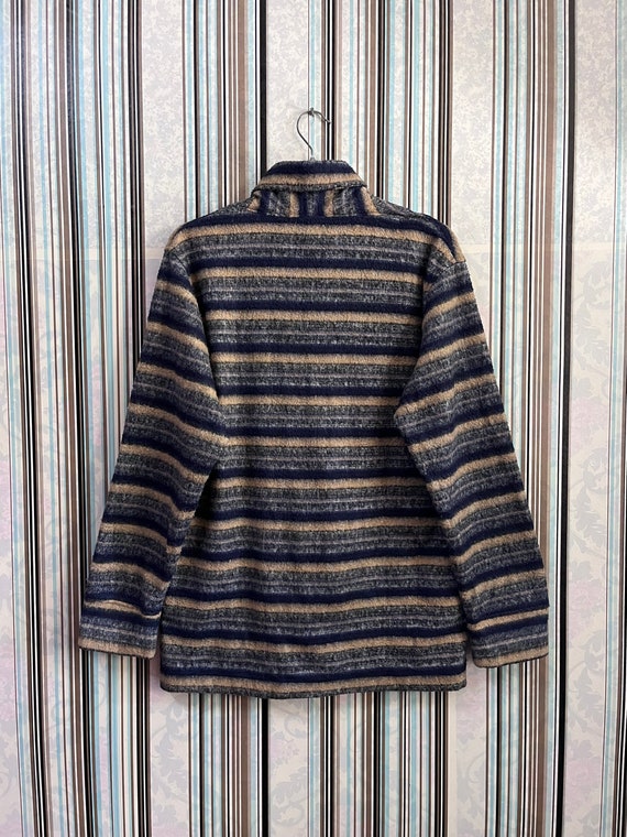 SALE!!VTG hang ten fleece striped button-wood poc… - image 3