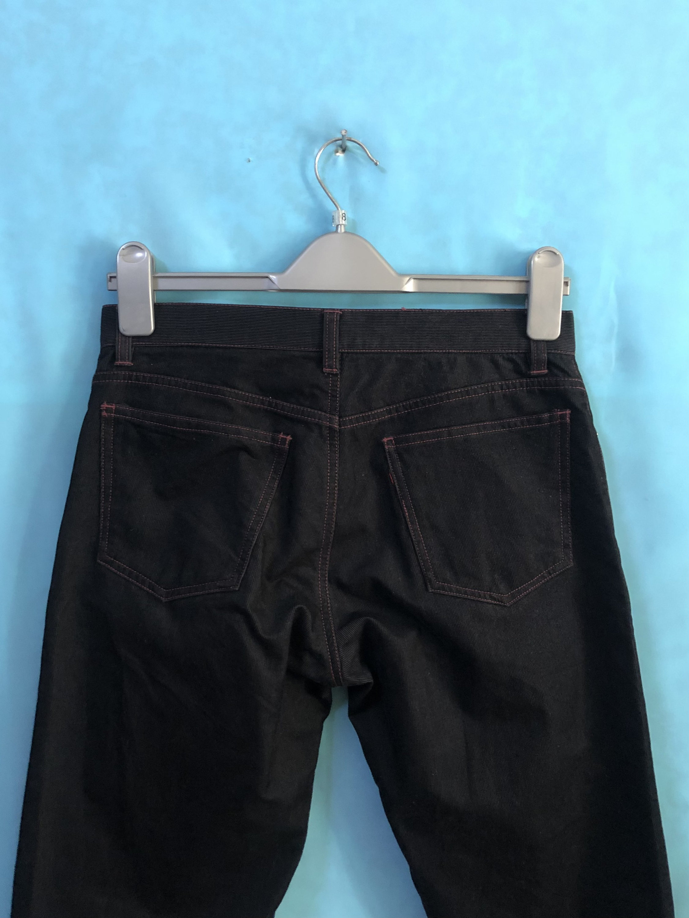 RARE!!VTG Burberry Black Label Corduroy Black Red Stitch