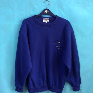 VTG BOSS HILL design sweatshirt button inner pocket blue medium #470