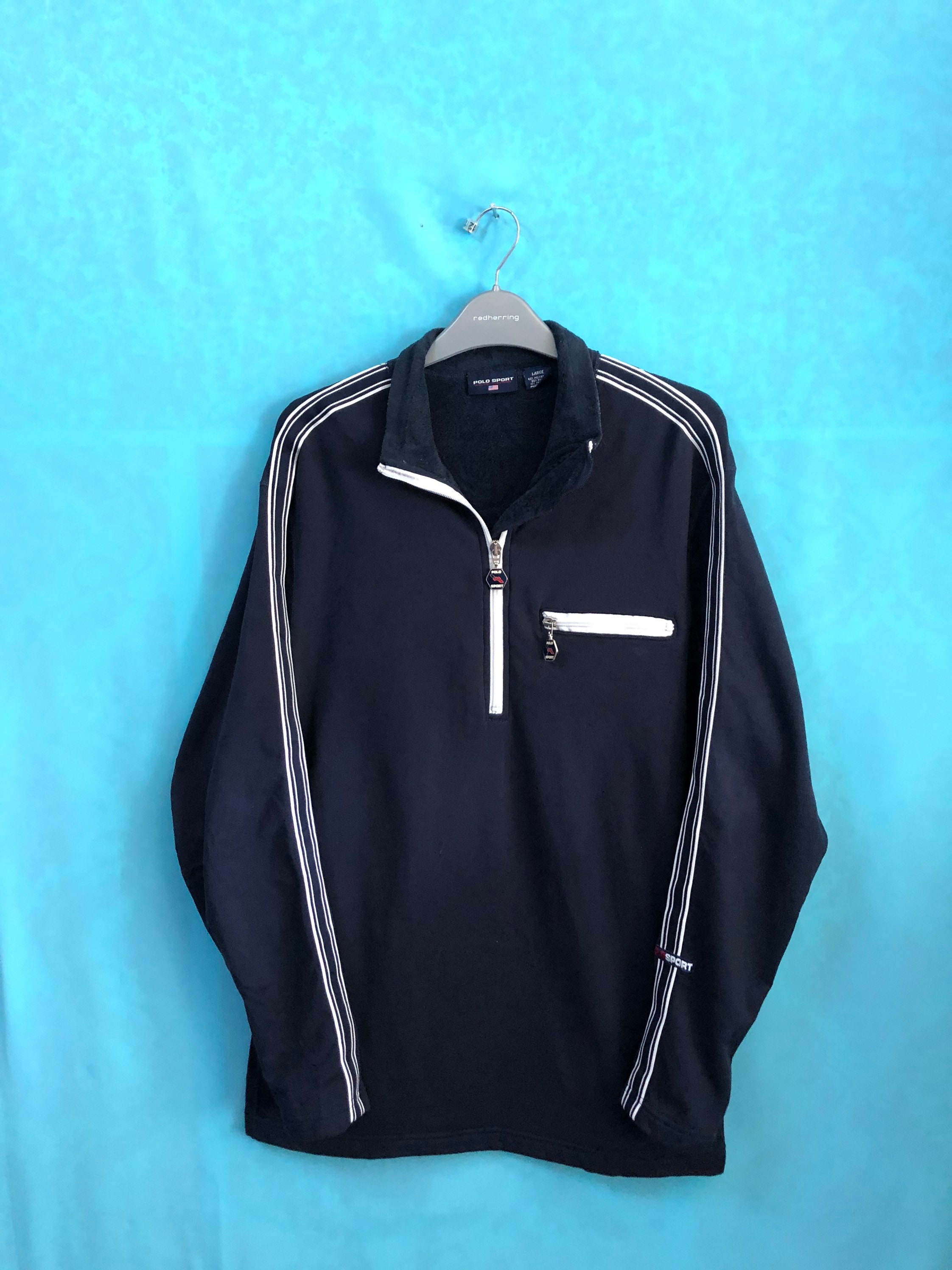 RARE!! VTG Polo Sport Ralph Lauren Track Top Stiped Zipper