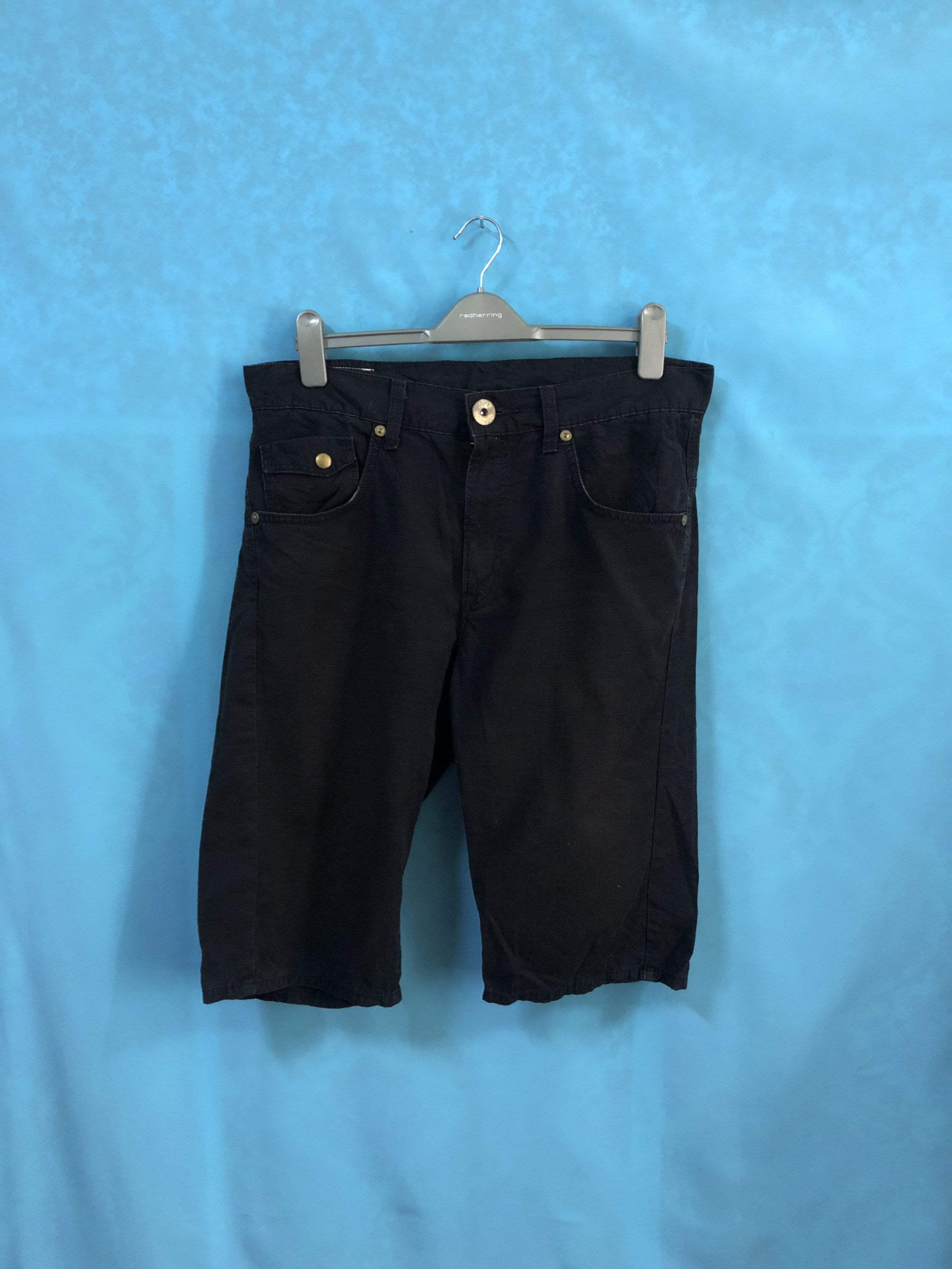 VTG LEE COWBOY Cargo Short Pants Black Buckle Back Size 34