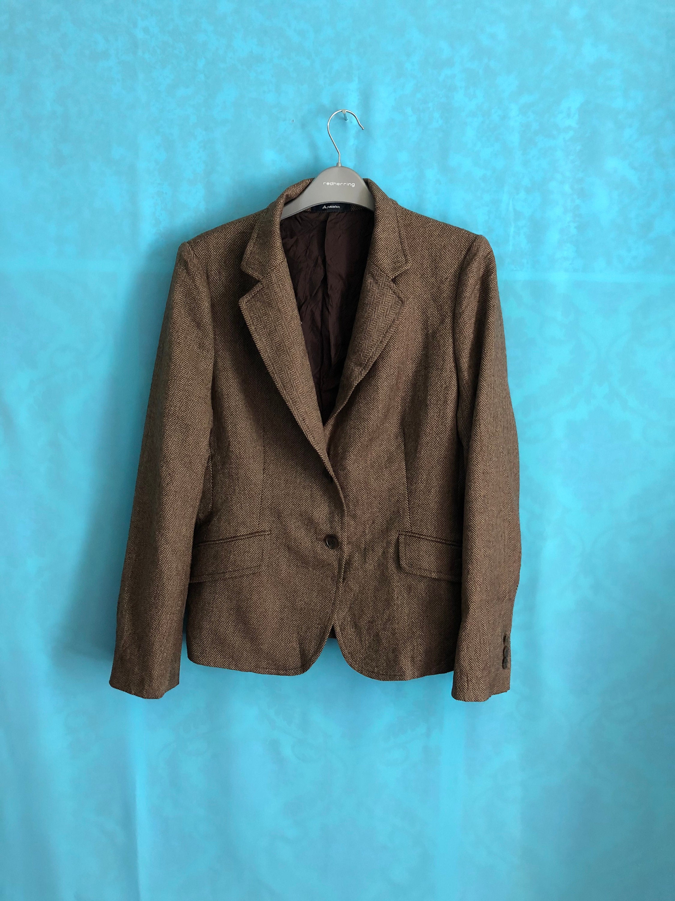 AQUASCUTUM Marrone Regolare Blazer Lana Giacca Da Donna M AQUASCUTUM Marrone Regolare Blazer Lana Giacca Da Donna M