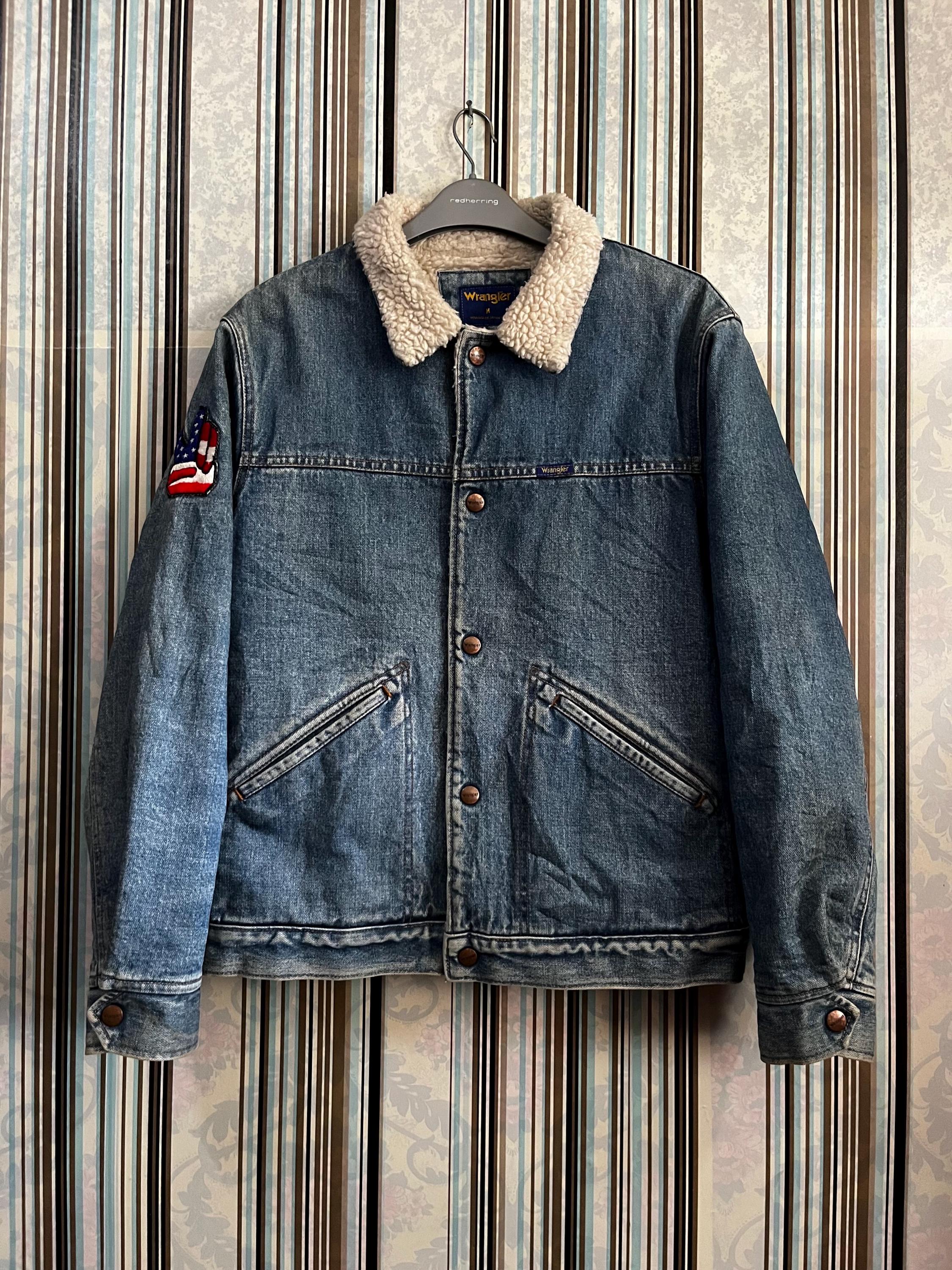 1990s WRANGLER Sherpa Denim Jackets Patches Medium #H5 - Etsy