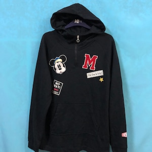 VTG MICKEY MOUSE disney hoodies navy blue pop art design large #536 image 1