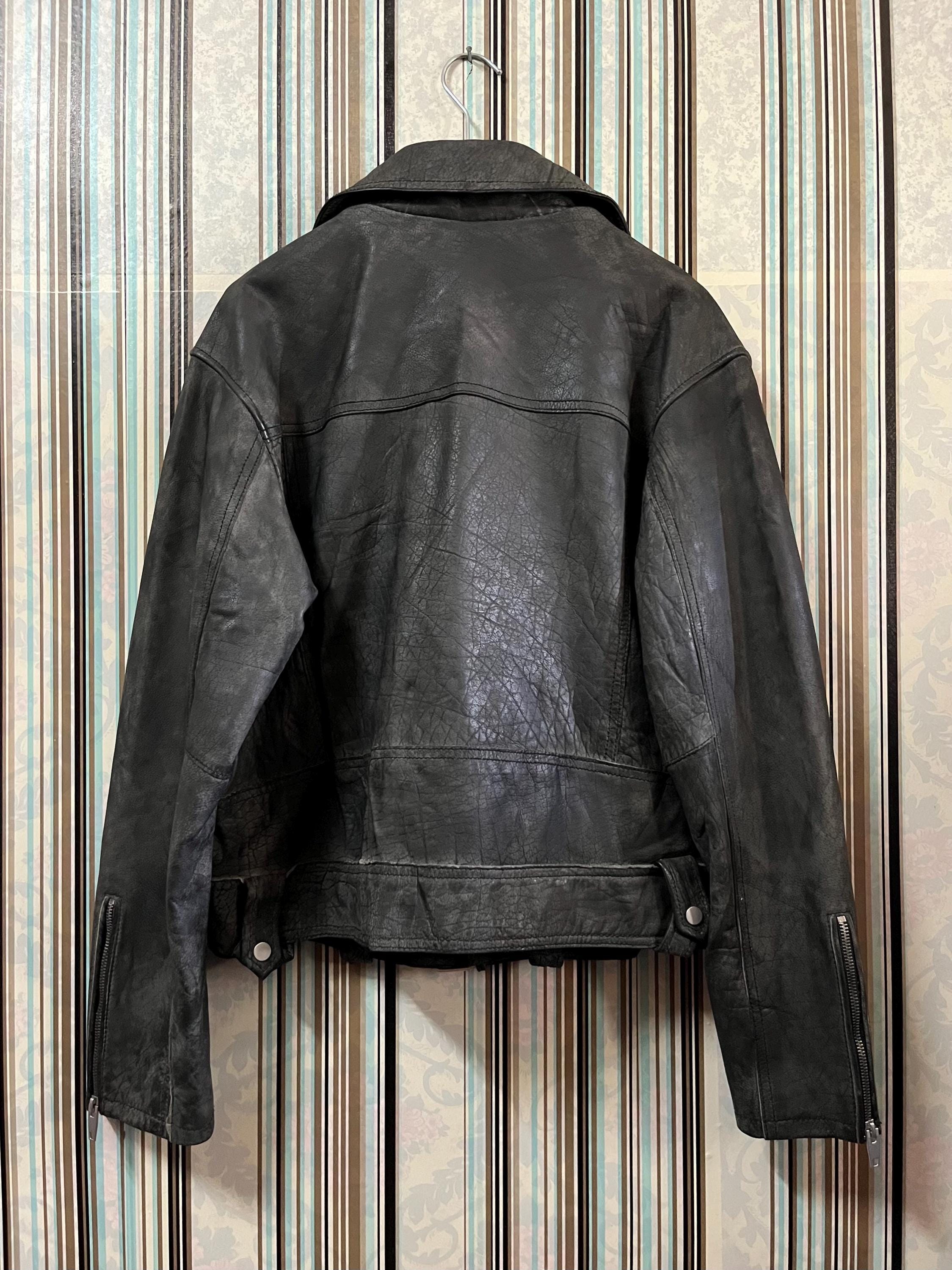 Vintage 2000s ZARA Fast Fashion Classic Biker Leather Notched