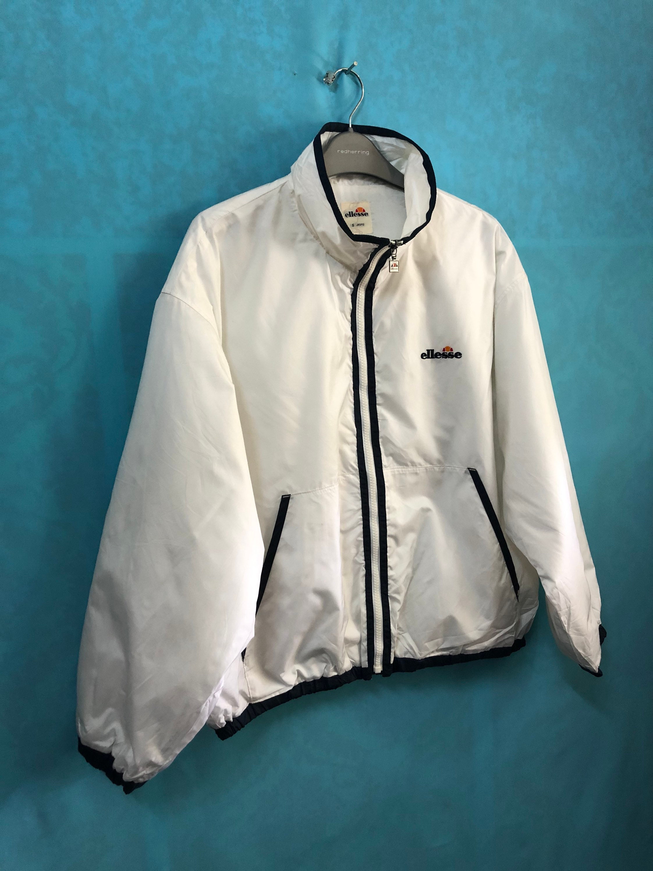 ellesse ギャザーシャツ L ホワイト SALE!! VTG Ellesse Jaspo Windbreaker Bomber Jackets Ringer Navy