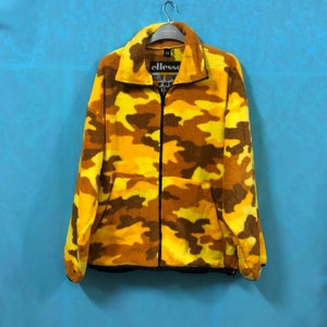 VTG ELLESSE goldwin fleece frogskin camouflague jackets coats zipper medium #296