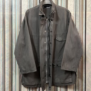RARE!! VTG doarat structured zipped collar utility jacket herringbone olive #H5