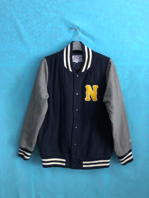 RARE!!VTG Champion Varsity Baseball Jacket Alphabet N Large #1199