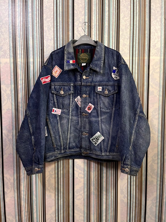 MEGARARE!!VTG edwin exclusive patches trucker bla… - image 3