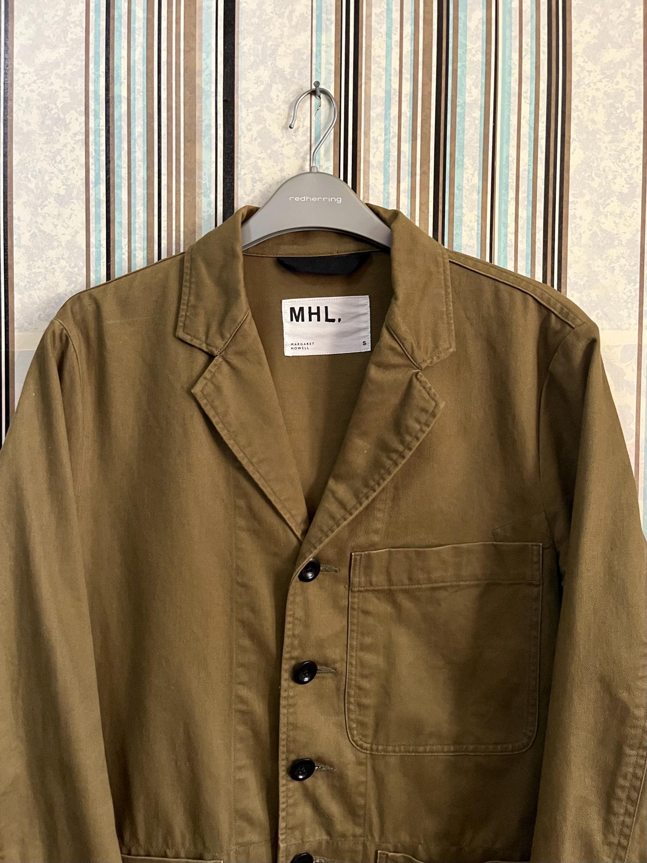 MHL Margaret Howell Olive Jacket Army Twill Hidden Pocket Size S
