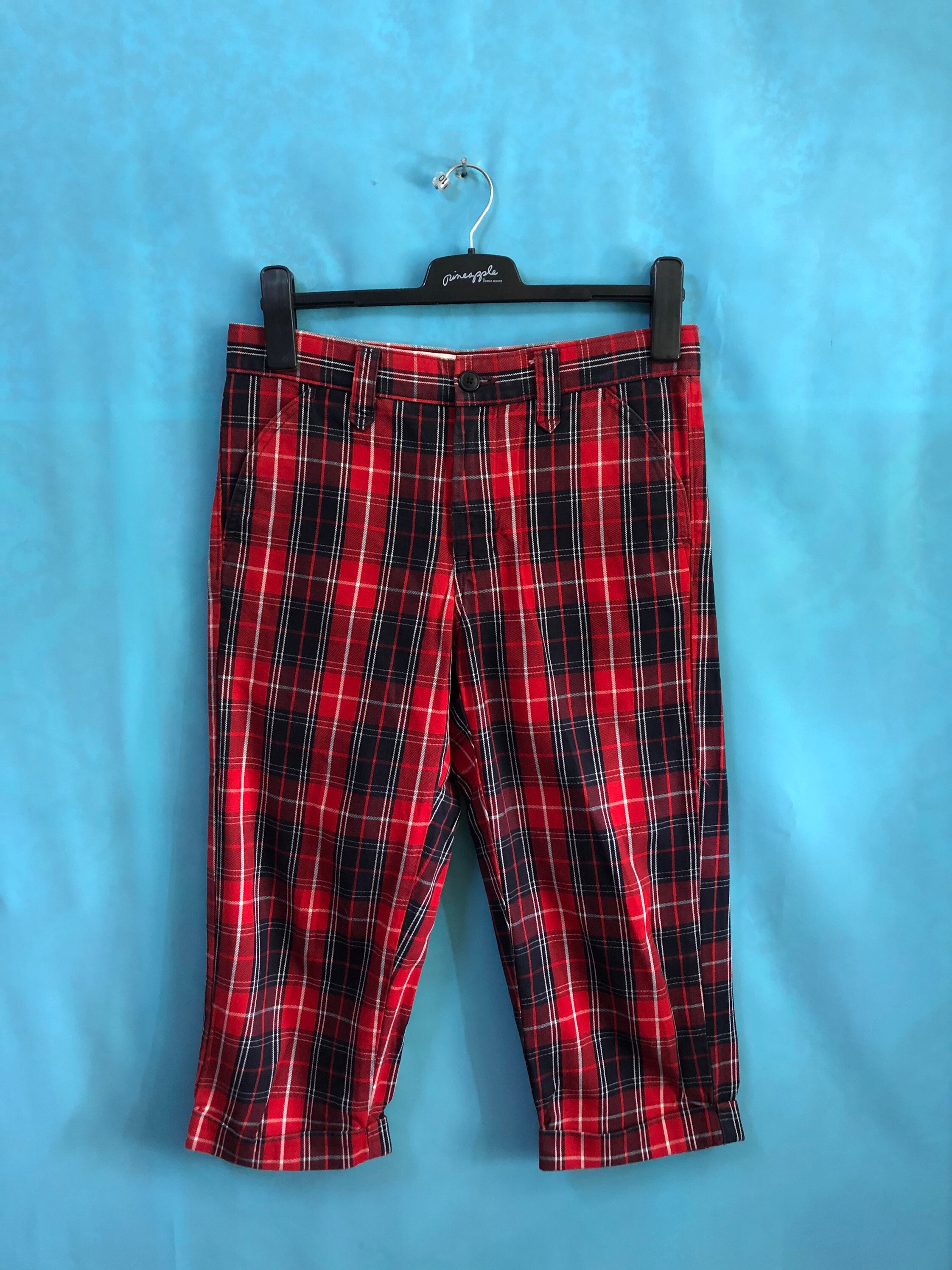 Red tartan punk trousers shop