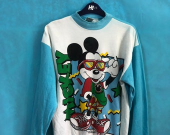 Sudadera vintage de verano bicolor de Mickey Mouse de Americanwear, talla grande #467