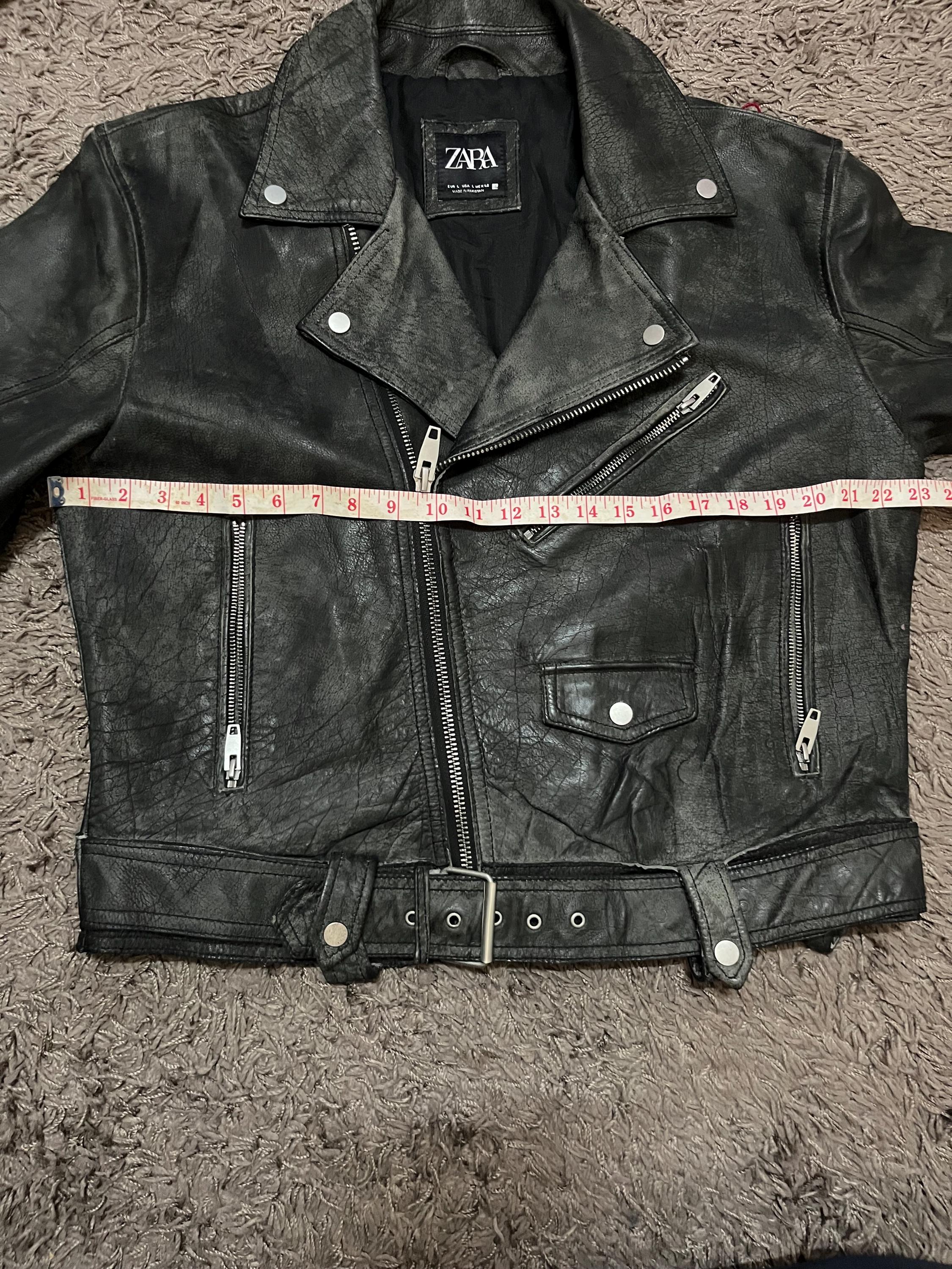 Vintage 2000s ZARA Fast Fashion Classic Biker Leather Notched