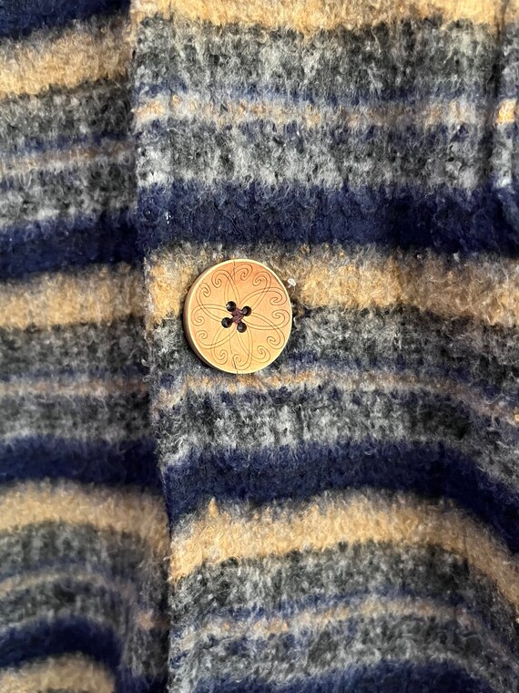 SALE!!VTG hang ten fleece striped button-wood poc… - image 6
