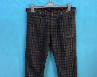 SALE!!VTG dickies tartan trousers pants suspender button large #1860