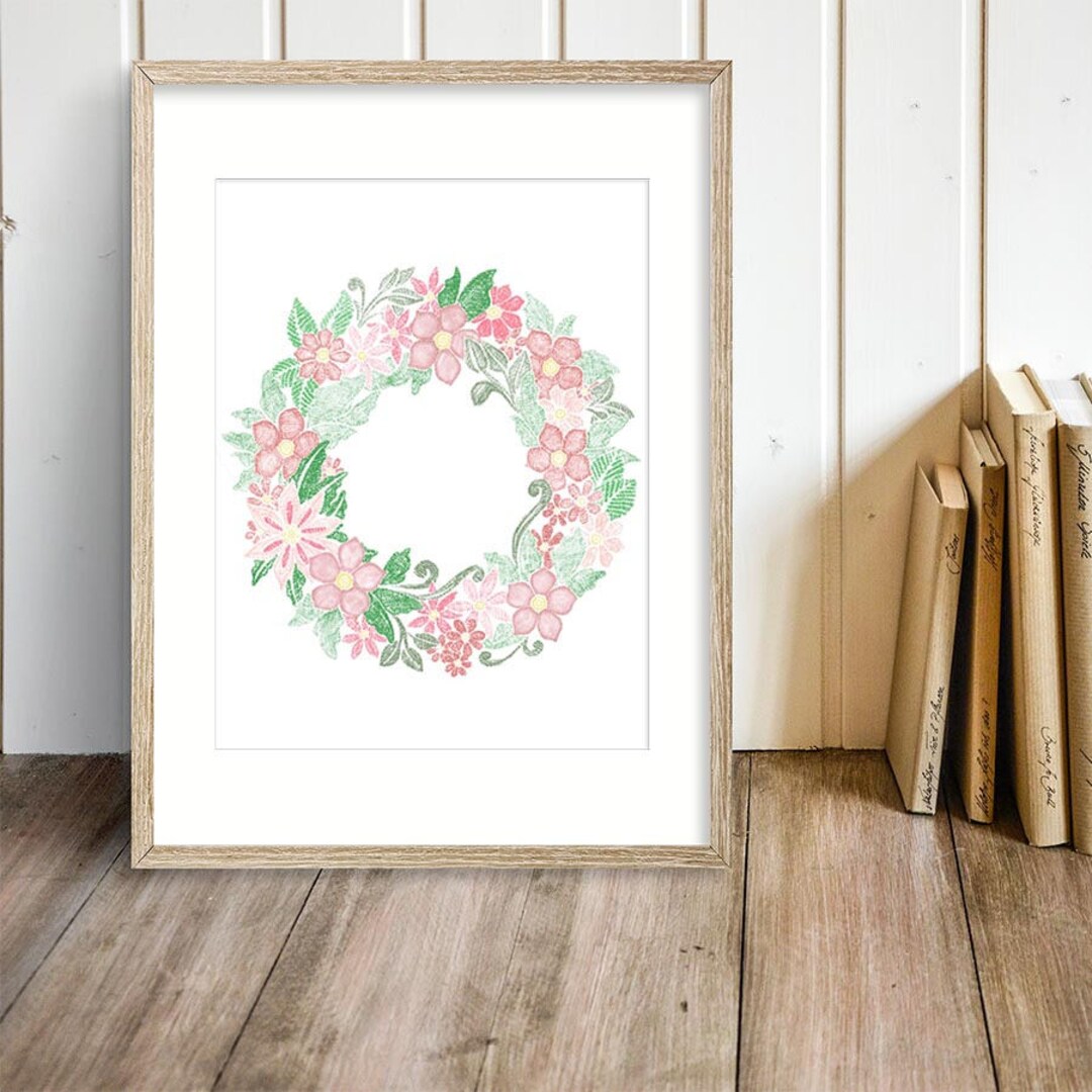 Wreath Printable - Floral Wreath - Digital Download - Floral Wreath ...