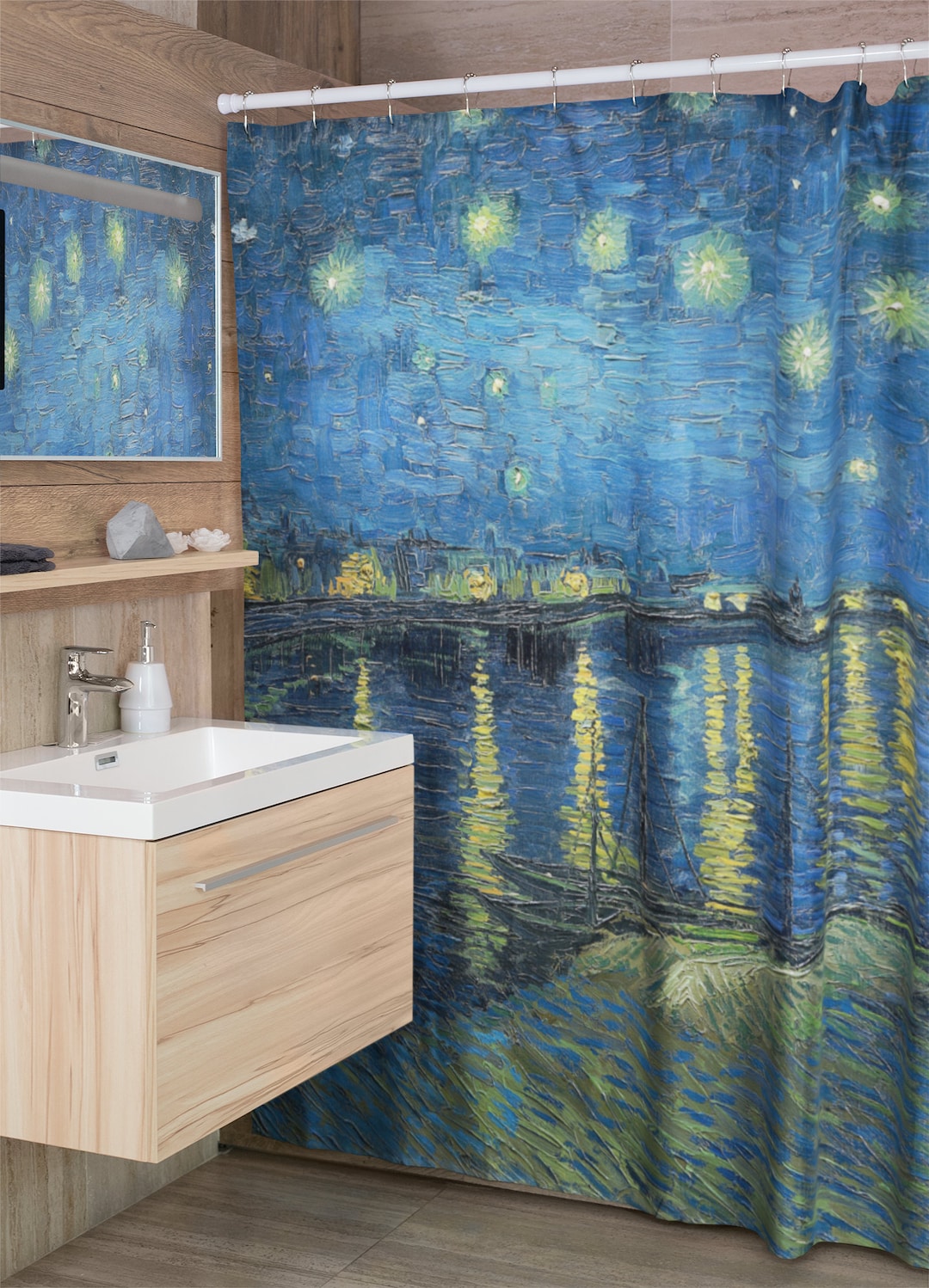 Van Gogh Shower Curtains Starry Night Over the Rhone Art Shower Curtain