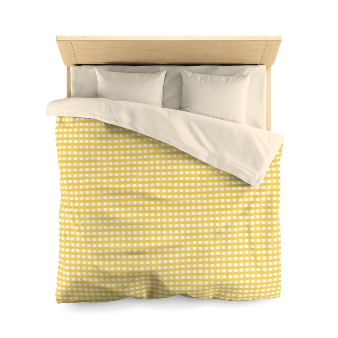 Yellow Gingham Microfiber Duvet Cover Yellow Gingham Bedding Etsy