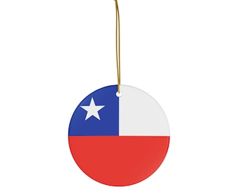 Chile Flag Ceramic Ornament, 4 Shapes, One Sided Print