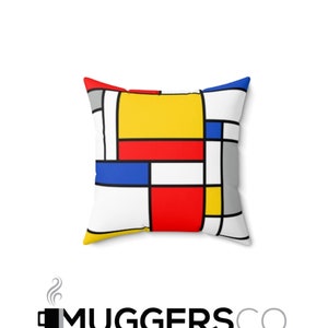 Mondrian Pillow | Piet Mondrian Throw Pillow | Spun Polyester Square Pillow