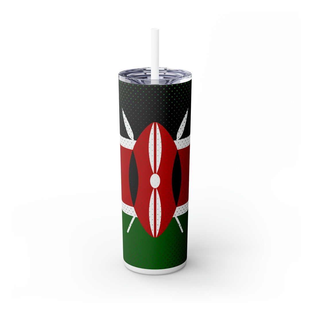 Kenya Flag Skinny Tumbler With Halftone Pattern 20 Oz Stainless Steel Tumbler With Straw Etsy