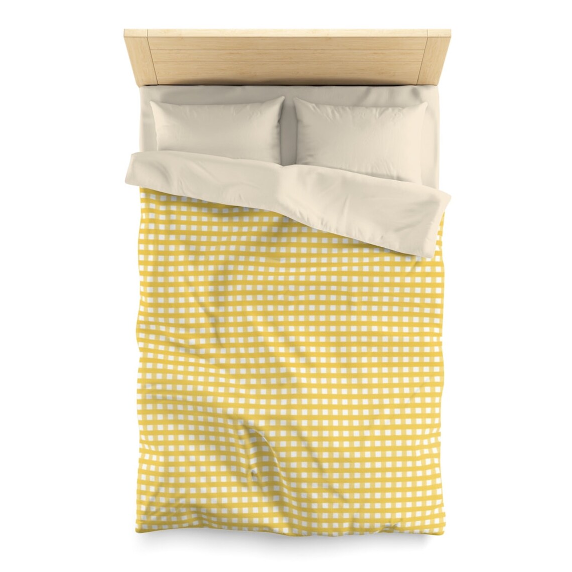 Yellow Gingham Microfiber Duvet Cover Yellow Gingham Bedding Etsy