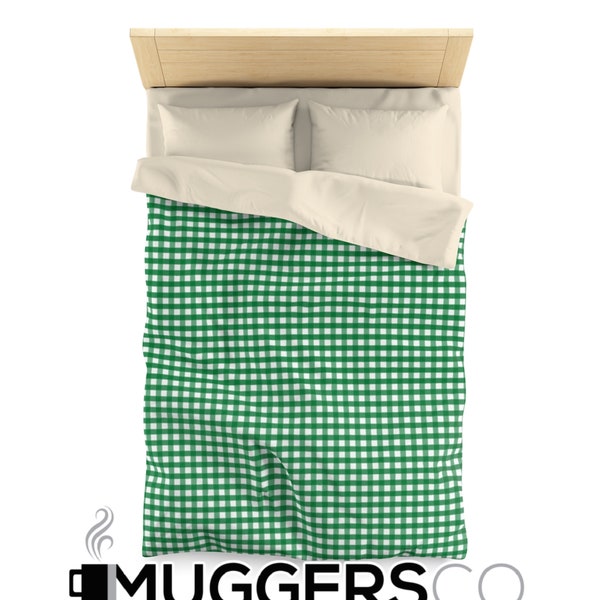Green Duvet Cover Gingham Etsy