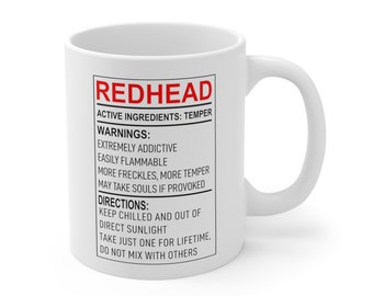 Redhead coffee mugs for women, Gift Ideas for Redheads, Funny Redhead instructions Novelty Cup for Men or Women, Ginger