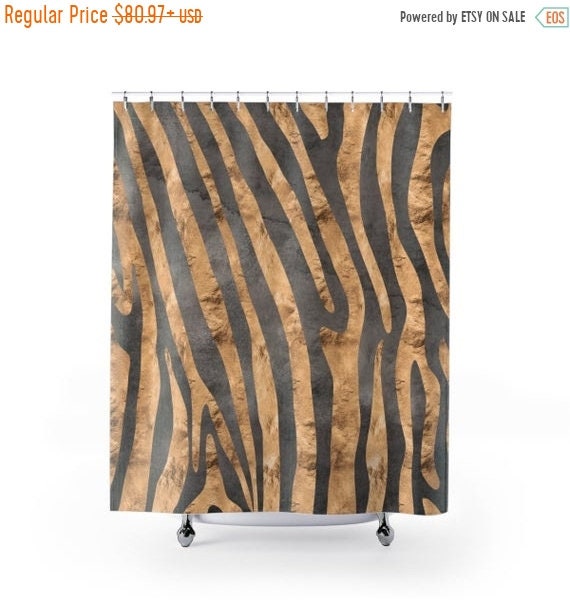 Get 20 Off Today Shower Curtain Bath Curtain Zebra Bronze Etsy