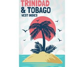 Trinidad and Tobago Wall Art, Trinidad Poster, Palm Tree on an Island, Matte Vertical Poster