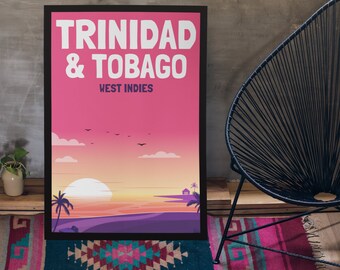 Trinidad and Tobago Wall Art, Trinidad Poster, Evening Beach Scene, Matte Vertical Poster