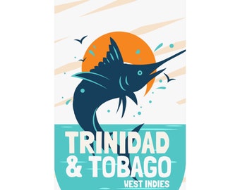 Trinidad and Tobago Wall Art, Trinidad Poster, Marlin Fish, Matte Vertical Poster