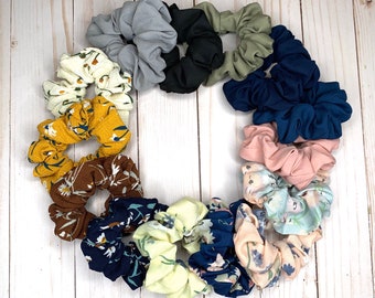 SCRUNCHIES - Solid and Floral Collection | Hair Ties | Hair Elastics |