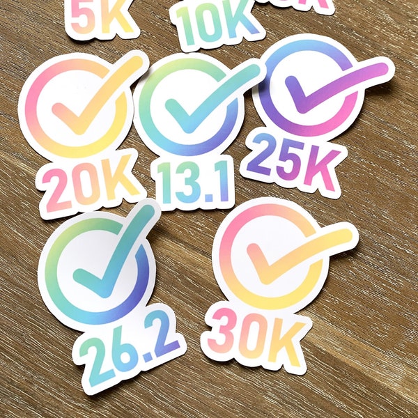 Marathon Stickers, Half Marathon, Milestone Running Stickers, Running Distance Decals