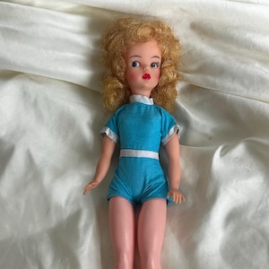 Vintage 1960s Ideal blonde Tammy doll original blue outfit - strawberry blonde ideal Tammy doll, straight leg Tammy doll