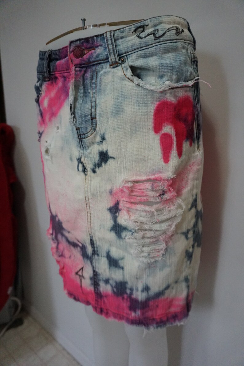 painted jean skirt