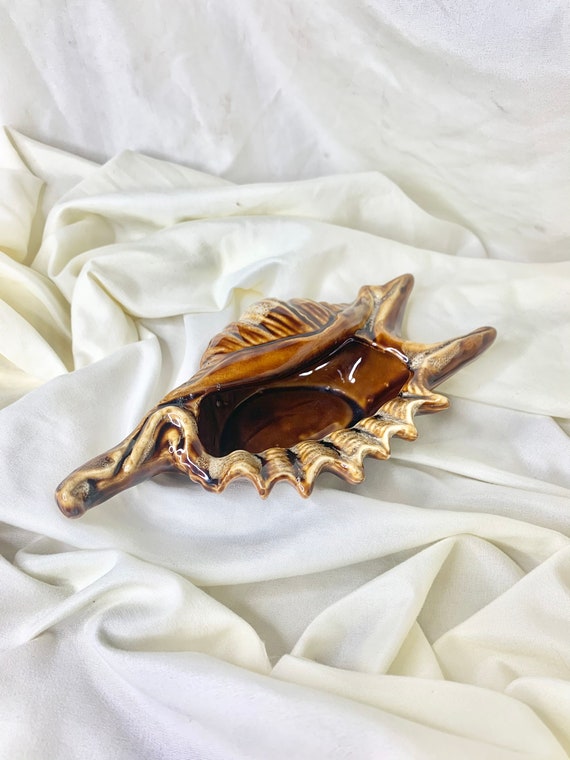 Vintage ceramic shell dish - vintage pottery shel… - image 6