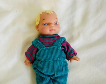 Irwin tiny talkers 1991 doll - boy with overalls and striped shirt