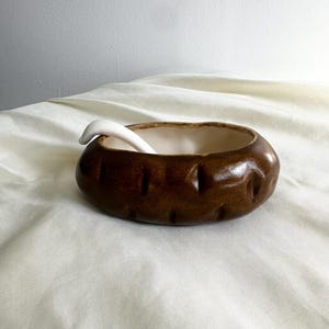 Vintage baked potato serving dish with spoon - small baked potato serving dish with spoon, vintage ceramic baked potato dish