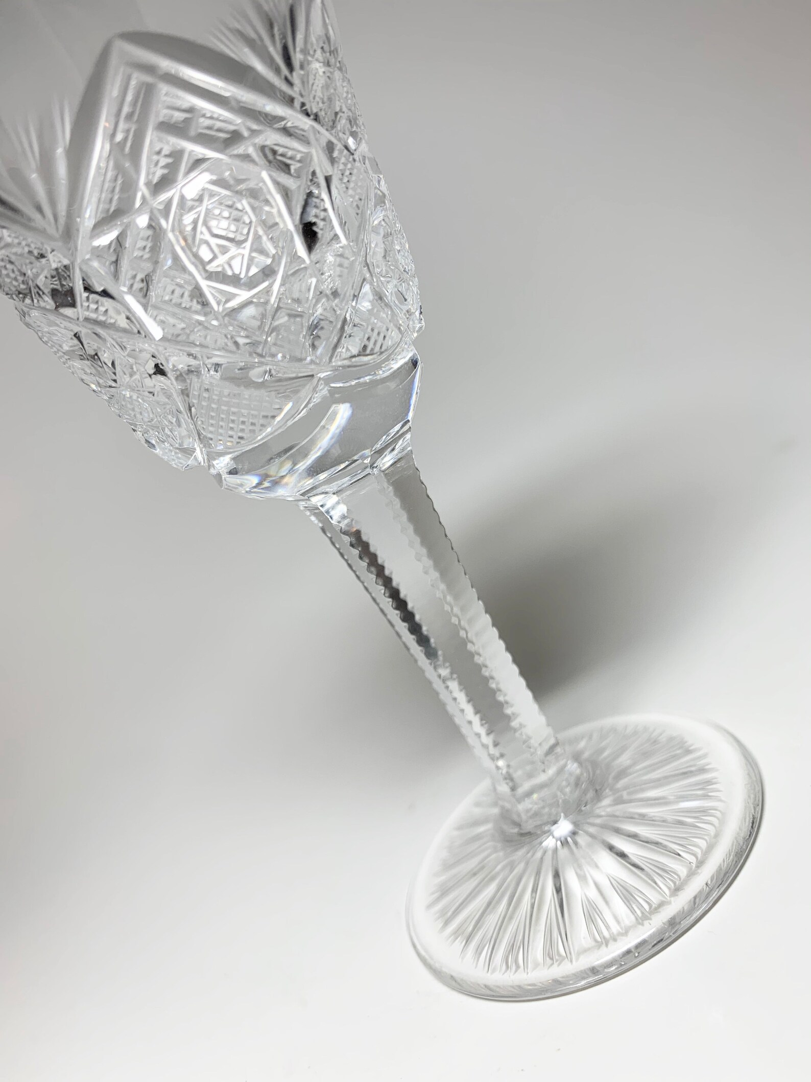 Vintage Cut Crystal Stemmed Shot Glasses Etched Crystal Cut Etsy