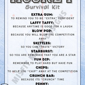 Snoepzakjeskaarten hockey Survival Kit