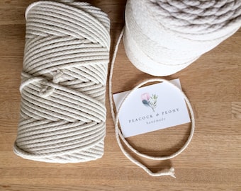 Cotton macrame rope - 3 mm, braided