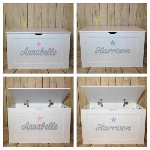 Personalised Bespoke Wooden Toy Box Large Hinged Lid With Etsy UK