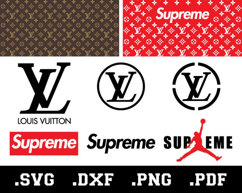 Supreme Louis Vuitton Bundle Svg, Brand Svg, Louis Vuitton L