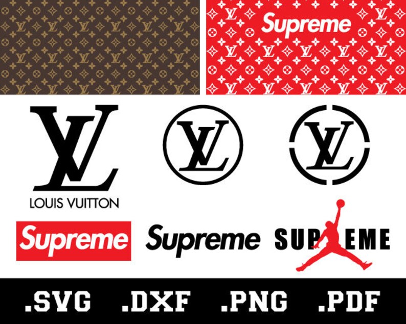 LV Logo Bundle SVG, Supreme Logo, Louis Vuitton Symbol, Loui