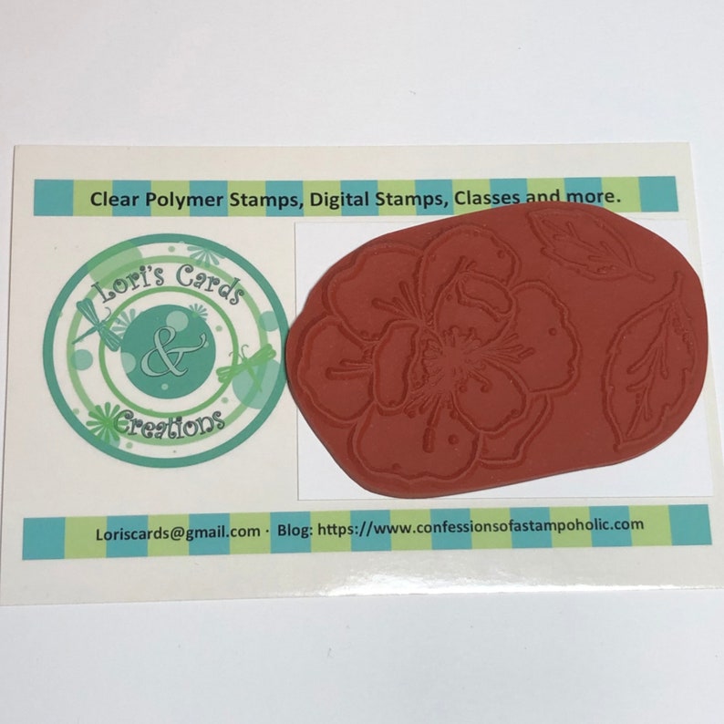 Sketchy Rose Traditional Red Rubber Stamp, Unmounted. image 1