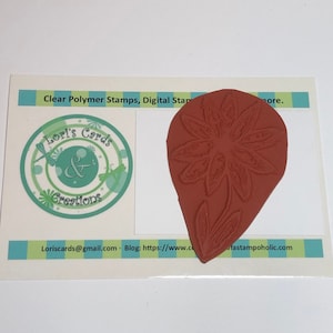 Sketchy Flower Traditional Red Rubber Stamp, Unmounted.