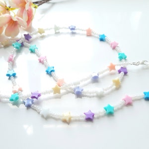 Star Glasses / Spectacle Chain. White Glasses Chain. Mixed Colour Star Glasses Chain. Pastel Colour Spectacle Chain. Glasses Accessories.